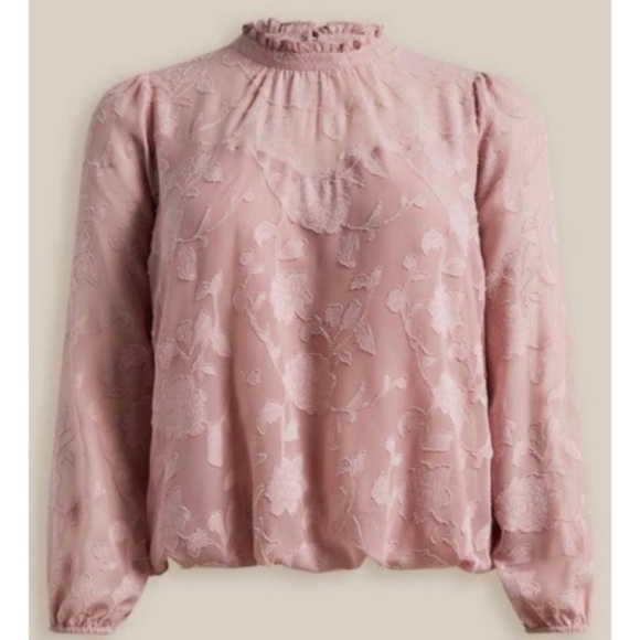 ๐ Chiffon Clip Floral Bubble Hem Blouse 3 3X 22 24 NWT Torrid New! Pink - Picture 5 of 6